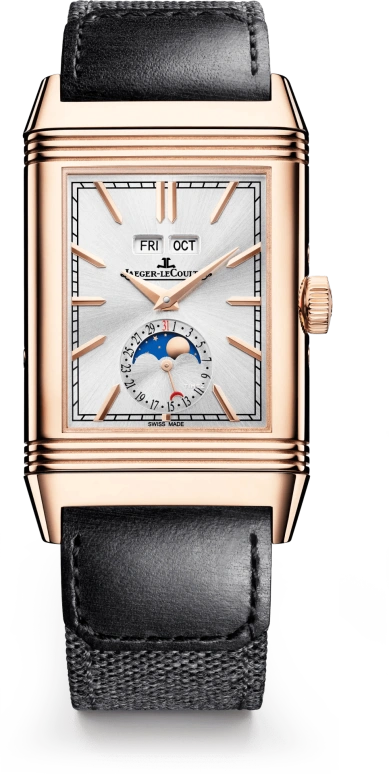 Jaeger-LeCoultre,Reverso 49.40x29.90mm,49.40x29.90mm,Rose Gold,Silver,Handwound,Moonphase,Month,Date,Day,42hours,In-house Caliber,Q3912532
