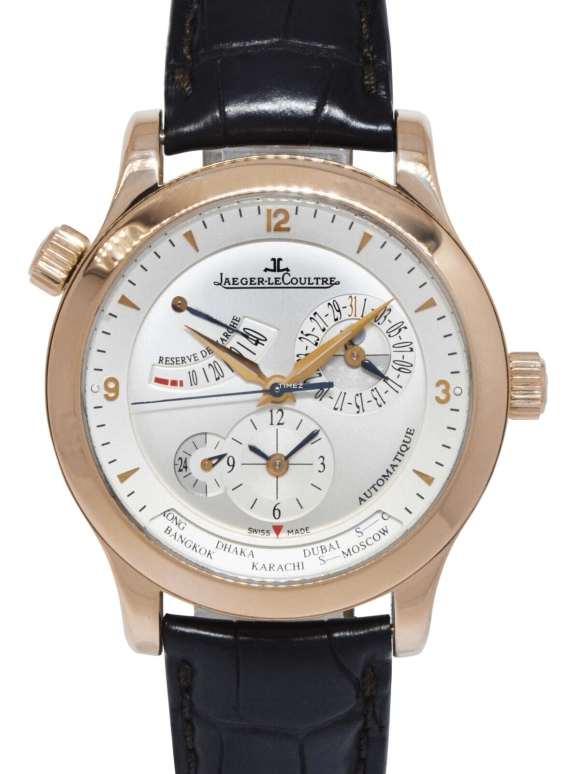Jaeger-LeCoultre,Master 40mm,40mm,Rose Gold,Silver,Grey,Automatic,Day,Power Reserve Indicator,Dule Time,World Time,In-house Caliber,Sapphire,Crystal Glass,Q1502420