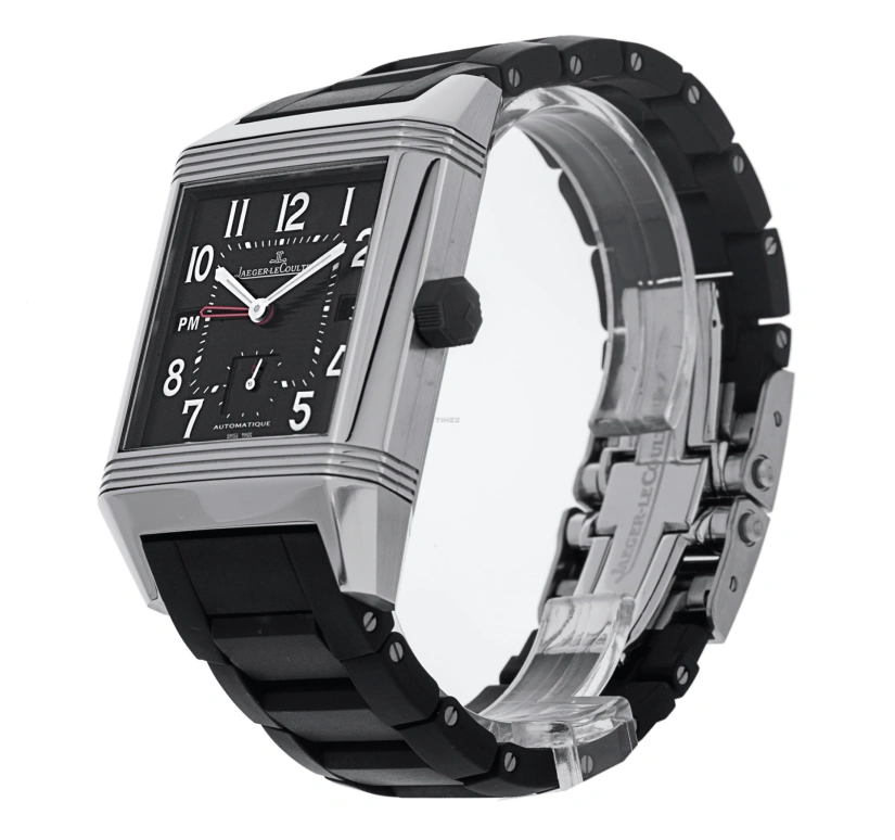 Jaeger-LeCoultre,Reverso 41x13mm,41x13mm,Stainless Steel,Black,Automatic,Day,Dule Time,Day / Night Indication,700867P