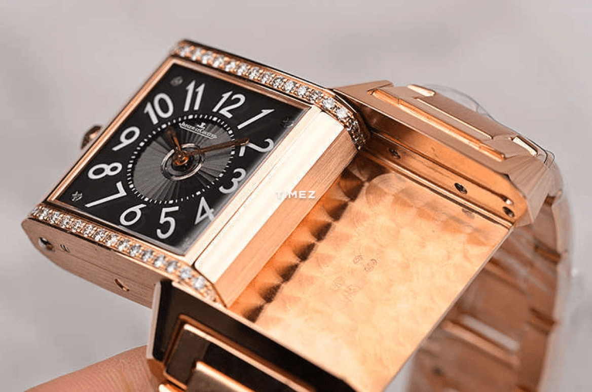 Jaeger-LeCoultre,Reverso 42x28.80mm,42x28.80mm,Rose Gold,Black,Silver,Automatic,Day,Dule Time,Day / Night Indication,Q7052120