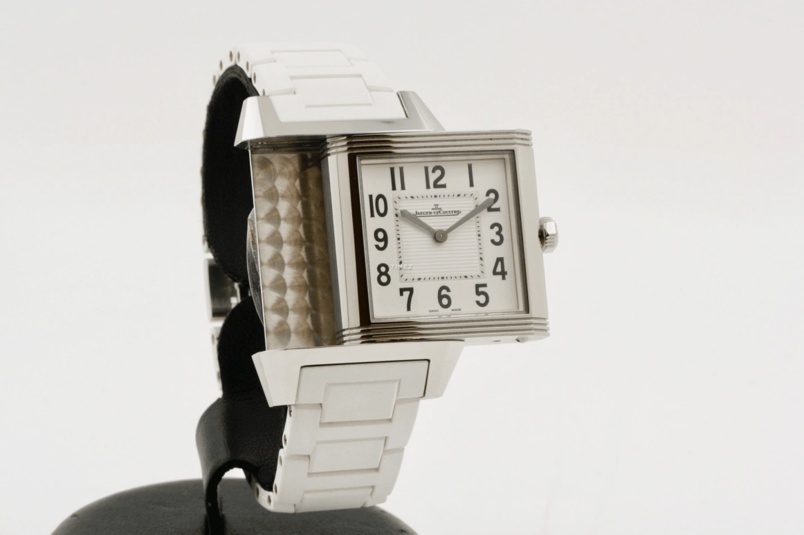 Jaeger-LeCoultre,Reverso 45.50x31.20mm,45.50x31.20mm,Stainless Steel,Black,Silver,Quartz,In-house Caliber,Sapphire,Crystal Glass,Q7068720