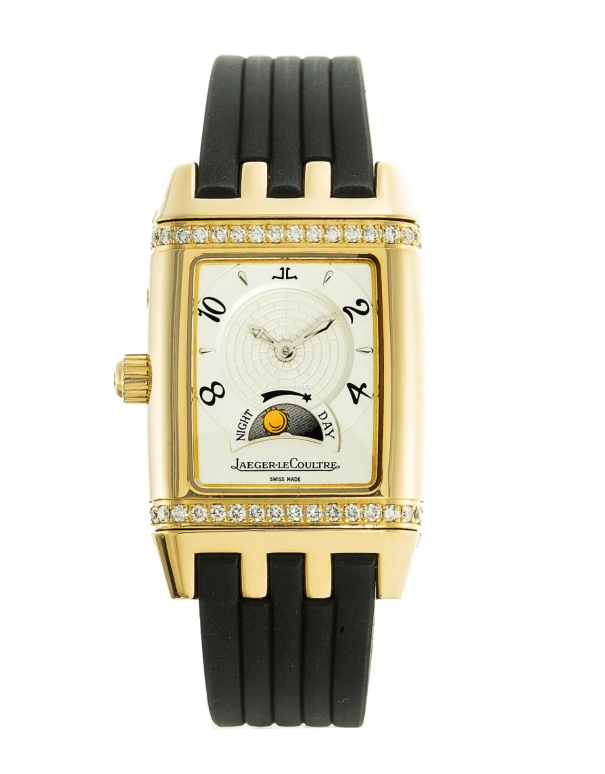 Jaeger-LeCoultre,Reverso 28x43.50mm,28x43.50mm,Yellow Gold,Silver White,Handwound,Moonphase,Dule Time,Q2961620