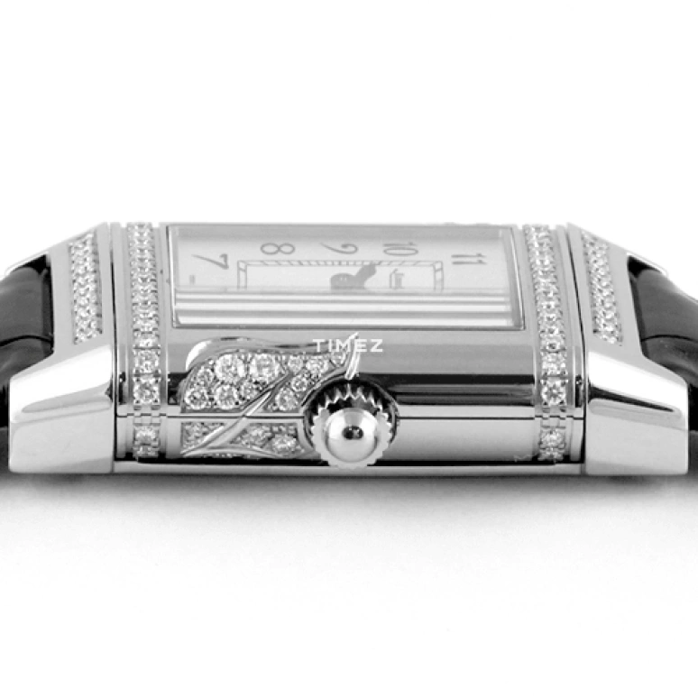 Jaeger-LeCoultre,Reverso 33x23.30mm,33x23.30mm,White Gold,Silver White,Quartz,In-house Caliber,Sapphire,Crystal Glass,Q2653401