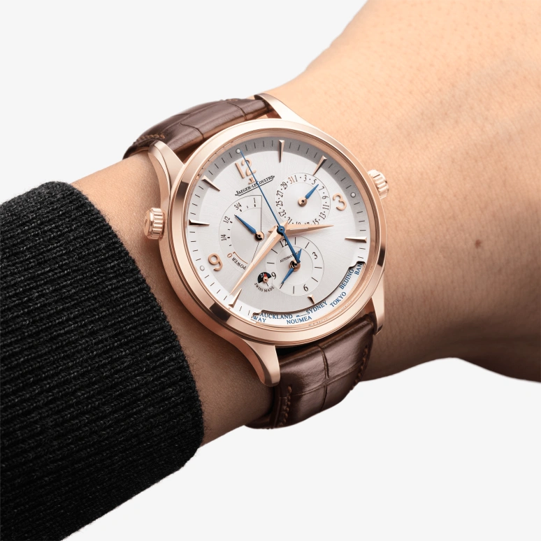 Jaeger-LeCoultre,Master 40mm,40mm,Pink Gold,Silver,Automatic,Date,Power Reserve Indicator,World Time,Q4122520
