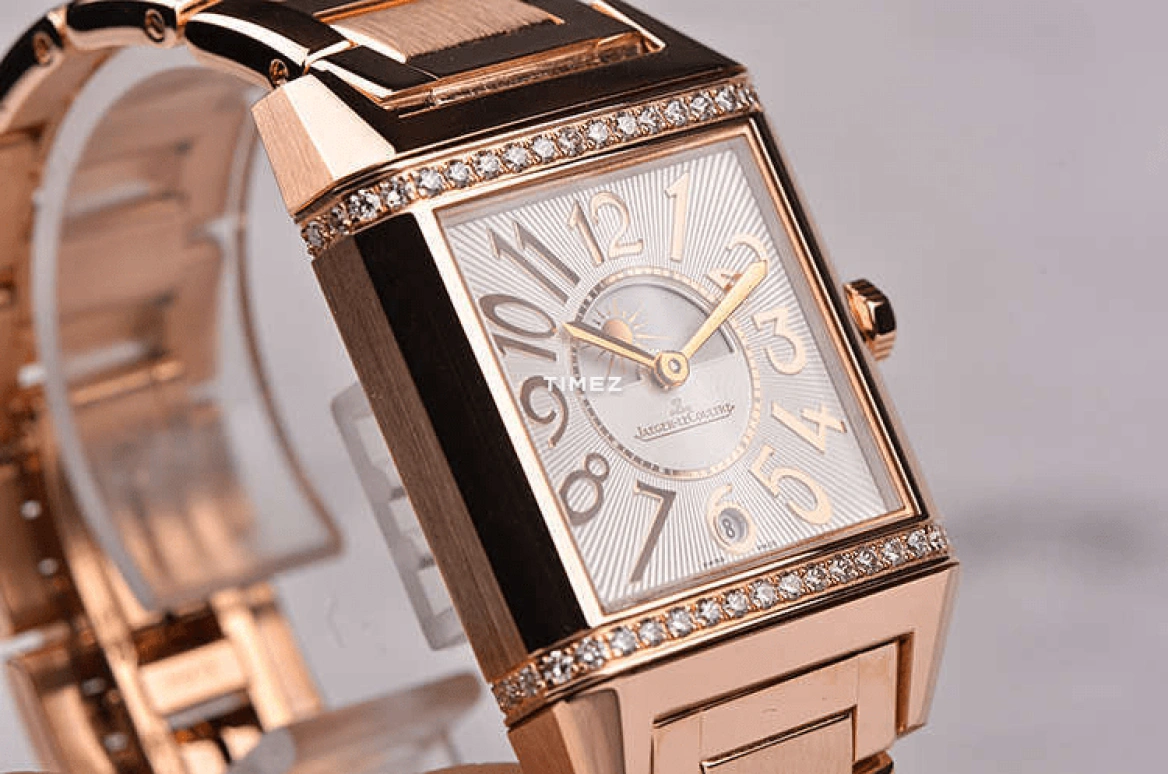 Jaeger-LeCoultre,Reverso 42x28.80mm,42x28.80mm,Rose Gold,Black,Silver,Automatic,Day,Dule Time,Day / Night Indication,Q7052120