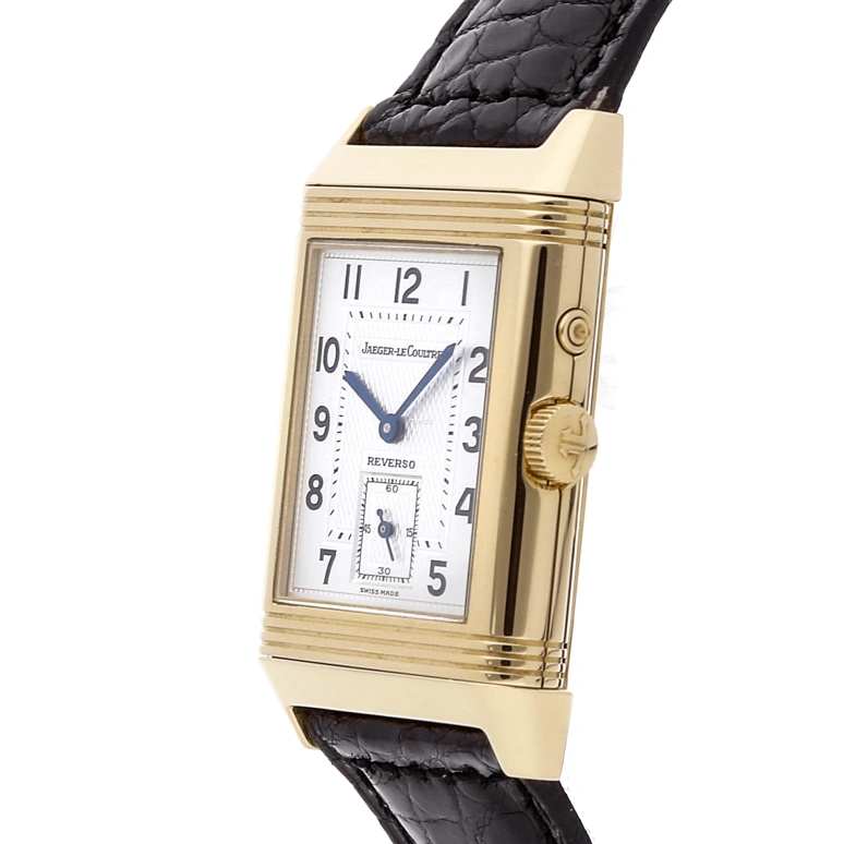 Jaeger-LeCoultre,Reverso 26x42mm,26x42mm,Yellow Gold,Silver White,Handwound,Dule Time,Sapphire,Crystal Glass,Q2711420