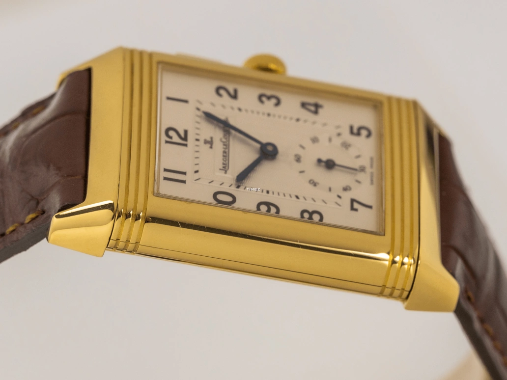 Jaeger-LeCoultre,Reverso 26x42mm,26x42mm,Yellow Gold,White,Handwound,Dule Time,Day / Night Indication,Q2711410