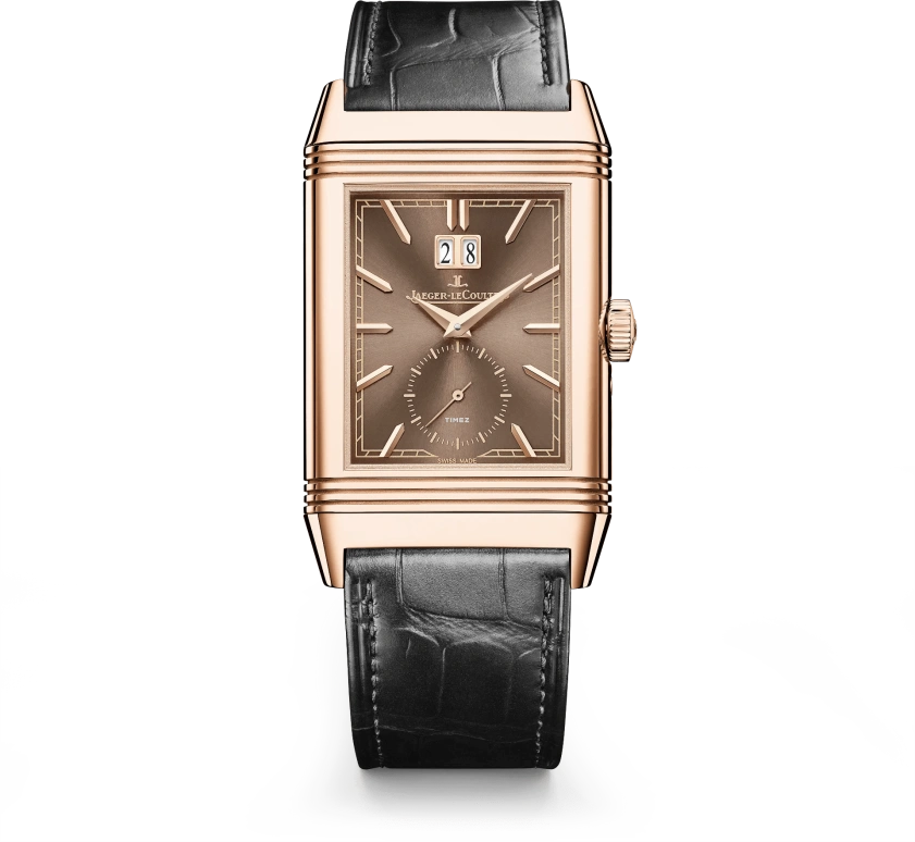 Jaeger-LeCoultre,Reverso 49.40x29.90mm,49.40x29.90mm,Pink Gold,Brown,Handwound,World Time,Big Date,Day / Night Indication,Q714256J