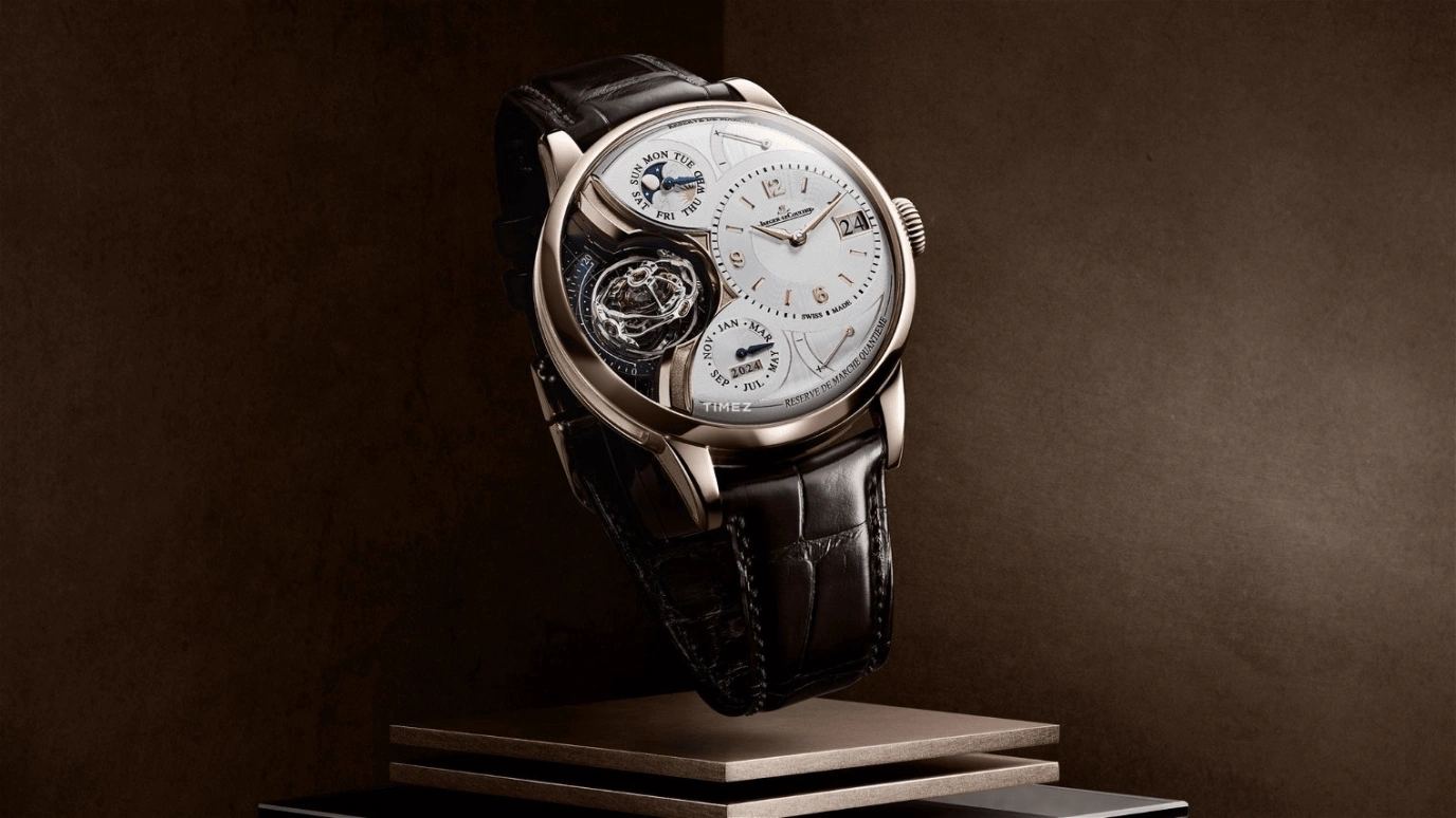 Jaeger-LeCoultre,Duomètre 34.30mm,34.30mm,Rose Gold,Grey,Handwound,Moonphase,Perpetual Calendar,Annual Calendar,Month,Sapphire,Crystal Glass,Round,Q6202420