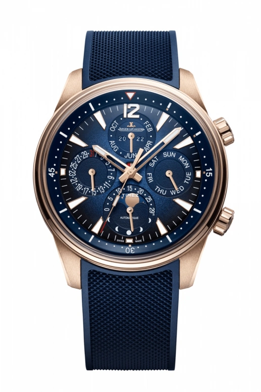 Jaeger-LeCoultre,Polaris 42mm,42mm,Rose Gold,Blue,Automatic,Chronograph,Moonphase,Perpetual Calendar,Month,38hours,In-house Caliber,Q908269J