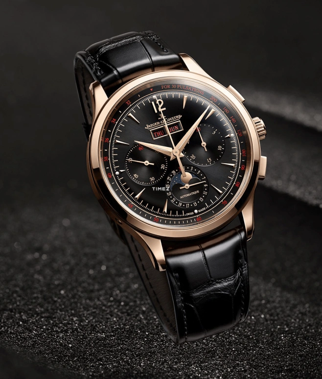 Jaeger-LeCoultre,Master 40mm,40mm,Rose Gold,Black,Automatic,Chronograph,Moonphase,Month,Date,65hours,In-house Caliber,Q413257J