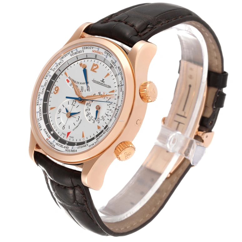 Jaeger-LeCoultre,Master 41.50mm,41.50mm,Rose Gold,Silver White,Automatic,Day,Power Reserve Indicator,World Time,Q1522420