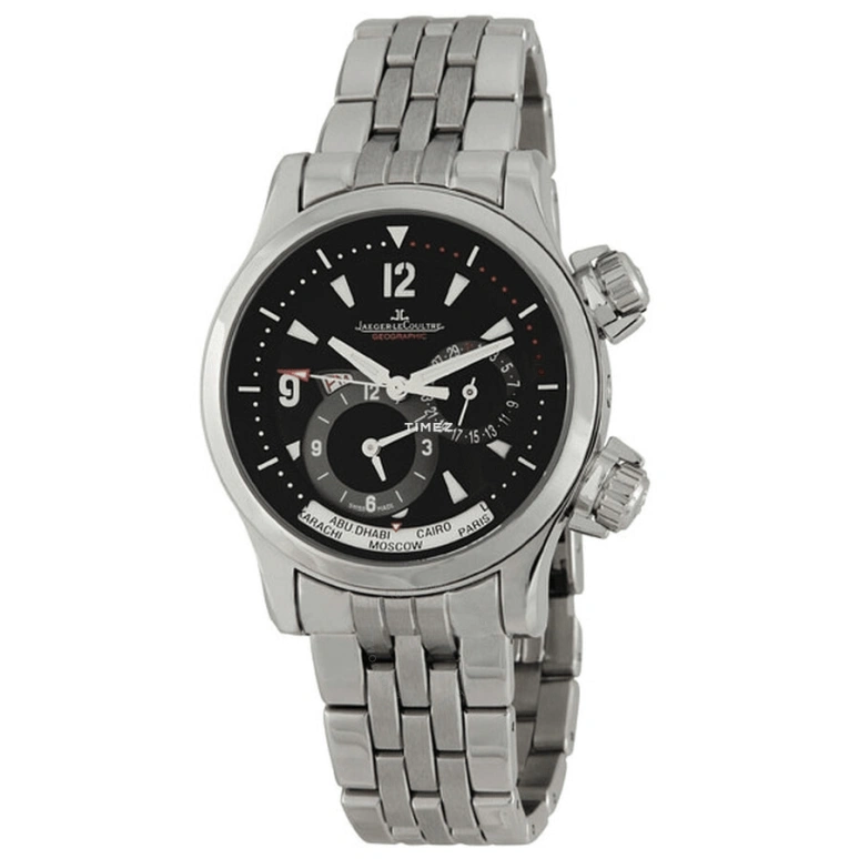 Jaeger-LeCoultre,Master 41mm,41mm,Stainless Steel,Black,Automatic,Day,Dule Time,World Time,Day / Night Indication,45hours,In-house Caliber,Q1718170