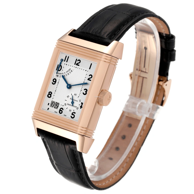 Jaeger-LeCoultre,Reverso 46x29mm,46x29mm,Rose Gold,Silver White,Handwound,Day,Power Reserve Indicator,Big Date,Q3002401