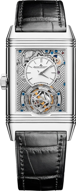 Jaeger-LeCoultre,Reverso 45.50x27.40mm,45.50x27.40mm,Stainless Steel,Grey,Handwound,Dule Time,Tourbillon,Day / Night Indication,Q392845J