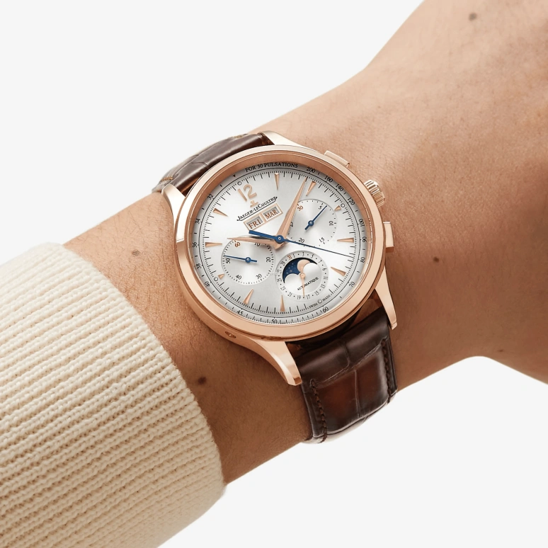 Jaeger-LeCoultre,Master 40mm,40mm,Rose Gold,Silver,Automatic,Chronograph,Moonphase,Month,Date,65hours,In-house Caliber,Q4132530