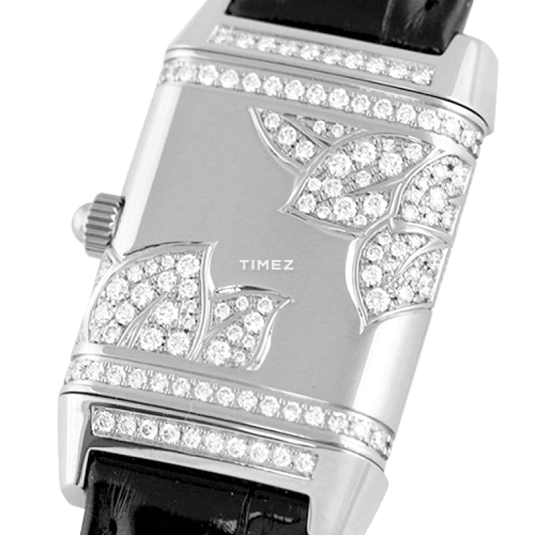 Jaeger-LeCoultre,Reverso 33x23.30mm,33x23.30mm,White Gold,Silver White,Quartz,In-house Caliber,Sapphire,Crystal Glass,Q2653401