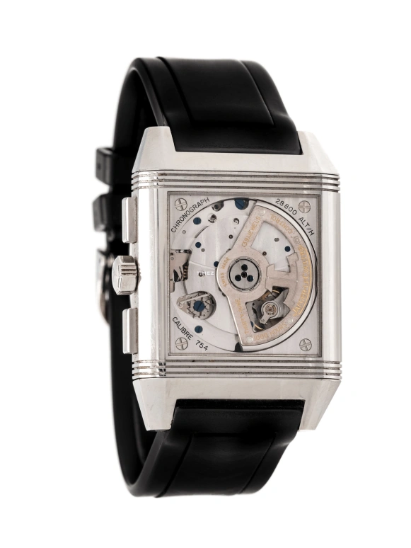 Jaeger-LeCoultre,Reverso 50.50x34.90mm,50.50x34.90mm,Stainless Steel,Black,Silver,Automatic,Chronograph,Day,Dule Time,Big Date,In-house Caliber,Sapphire,Crystal Glass,Q7018620