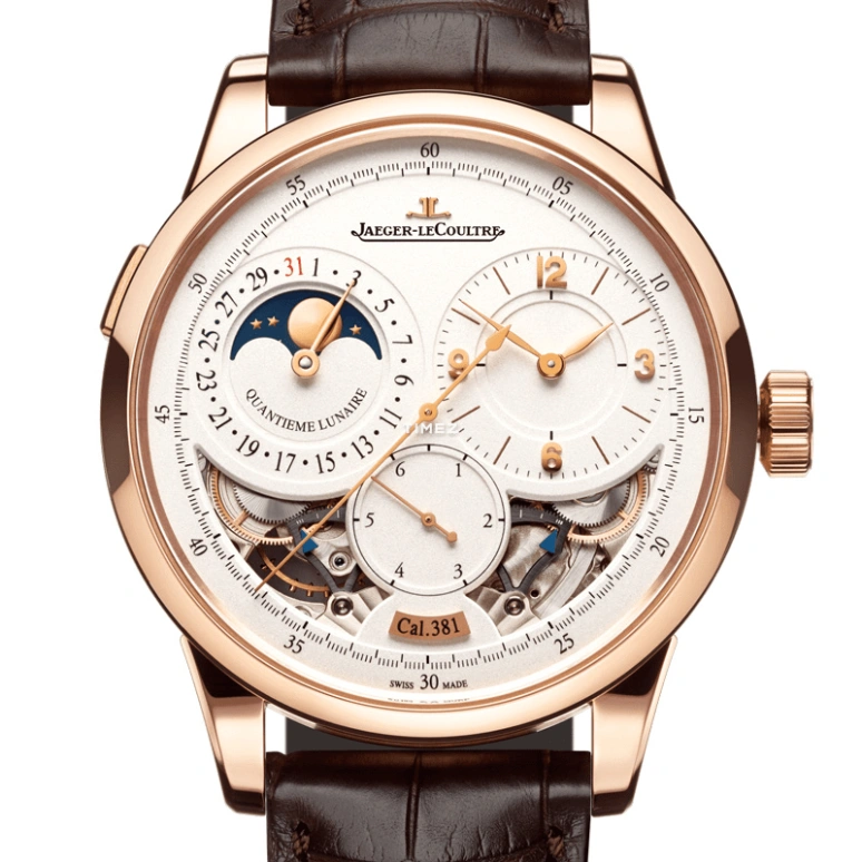 Jaeger-LeCoultre,Duomètre 42mm,42mm,Pink Gold,Silver,Handwound,Moonphase,Date,Day,Power Reserve Indicator,50hours,In-house Caliber,Q604242J