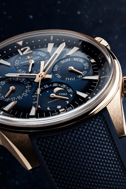 Jaeger-LeCoultre,Polaris 42mm,42mm,Rose Gold,Blue,Automatic,Chronograph,Moonphase,Perpetual Calendar,Month,38hours,In-house Caliber,Q9082680J