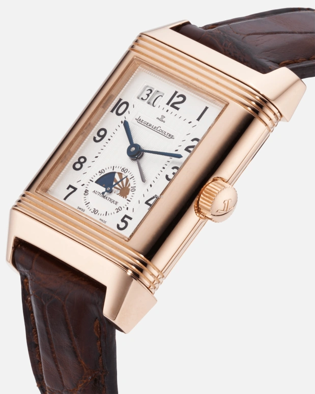 Jaeger-LeCoultre,Reverso 46.50x29mm,46.50x29mm,Rose Gold,Silver White,Automatic,Big Date,Day / Night Indication,Q3032420