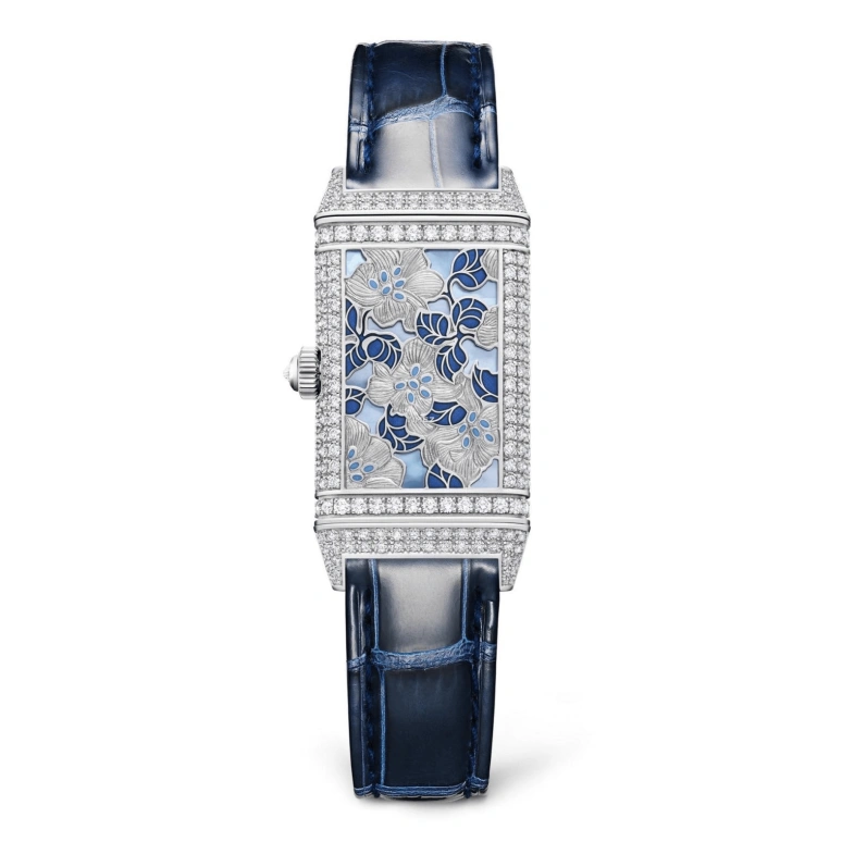 Jaeger-LeCoultre,Reverso 40x20mm,40x20mm,White Gold,White,Handwound,In-house Caliber,Sapphire,Crystal Glass,Q3293420
