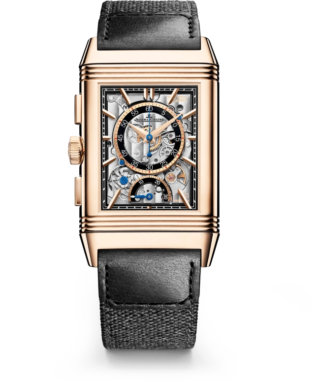 Jaeger-LeCoultre,Reverso 49.40x29.90mm,49.40x29.90mm,Rose Gold,Black,Handwound,Chronograph,Rectangular,Robert Downey Jr.,Q389257J