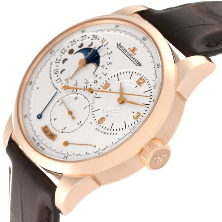 Jaeger-LeCoultre,Duomètre 42mm,42mm,Pink Gold,Silver,Handwound,Moonphase,Date,Day,Power Reserve Indicator,50hours,In-house Caliber,Q6042521