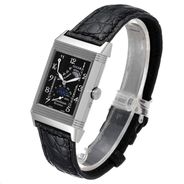 Jaeger-LeCoultre,Reverso 26x42mm,26x42mm,White Gold,Black,Handwound,Moonphase,Day,Power Reserve Indicator,Q2753470