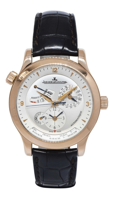 Jaeger-LeCoultre,Master 40mm,40mm,Rose Gold,Silver,Grey,Automatic,Day,Power Reserve Indicator,Dule Time,World Time,In-house Caliber,Sapphire,Crystal Glass,Q1502420