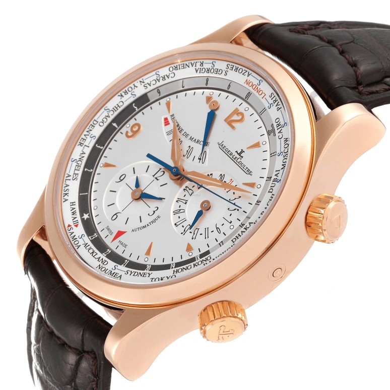 Jaeger-LeCoultre,Master 41.50mm,41.50mm,Rose Gold,Silver White,Automatic,Day,Power Reserve Indicator,World Time,Q1522420