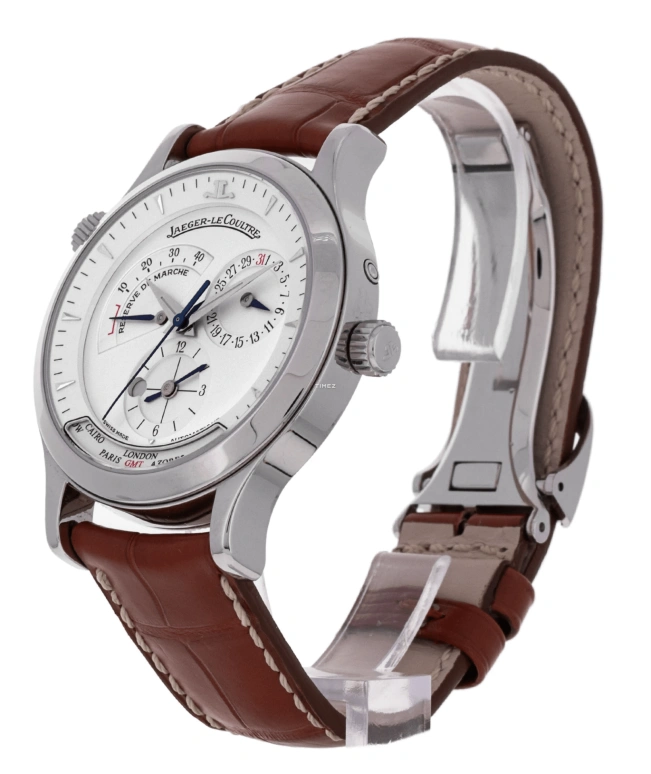 Jaeger-LeCoultre,Master 38mm,38mm,Stainless Steel,Silver White,Automatic,Day,Power Reserve Indicator,World Time,1428420