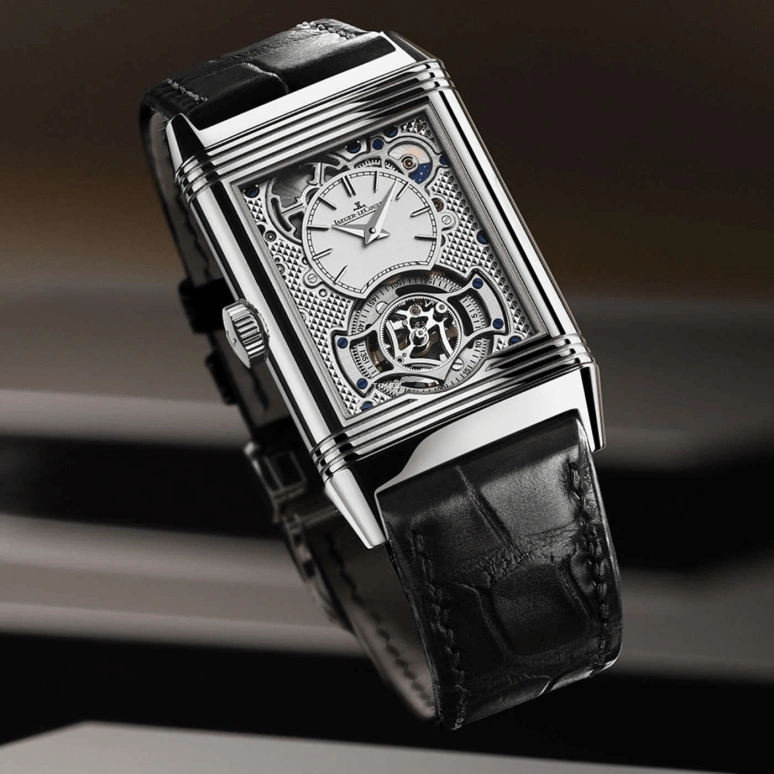 Jaeger-LeCoultre,Reverso 45.50x27.40mm,45.50x27.40mm,Stainless Steel,Grey,Handwound,Dule Time,Tourbillon,Day / Night Indication,Q392845J