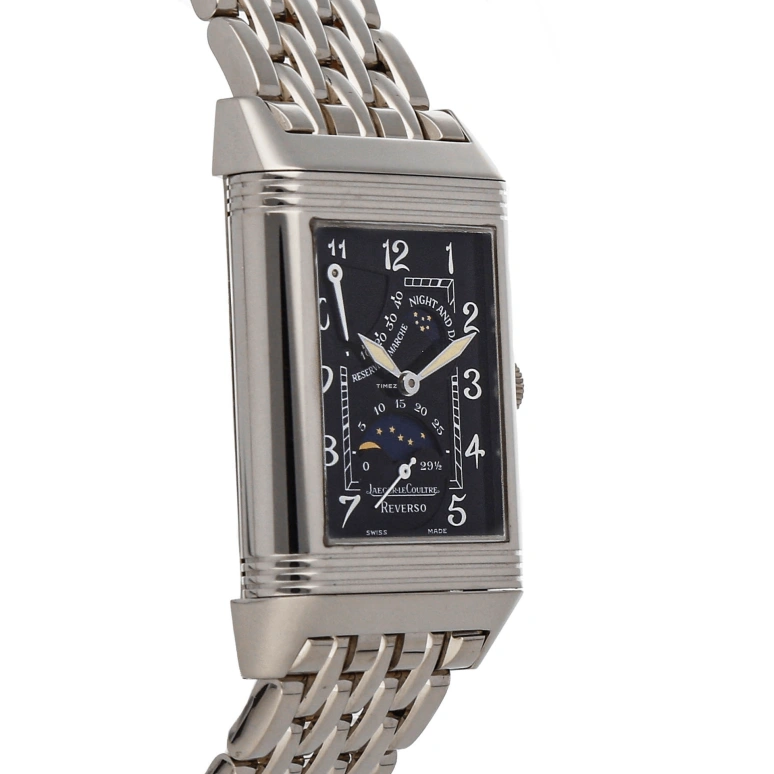 Jaeger-LeCoultre,Reverso 42x26mm,42x26mm,White Gold,Black,Automatic,Moonphase,Power Reserve Indicator,Day / Night Indication,Q2753170