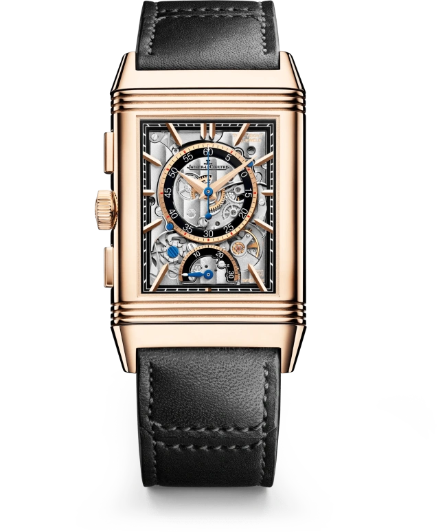 Jaeger-LeCoultre,Reverso 49.40x29.90mm,49.40x29.90mm,Rose Gold,Black,Handwound,Chronograph,Rectangular,Robert Downey Jr.,Q389257J