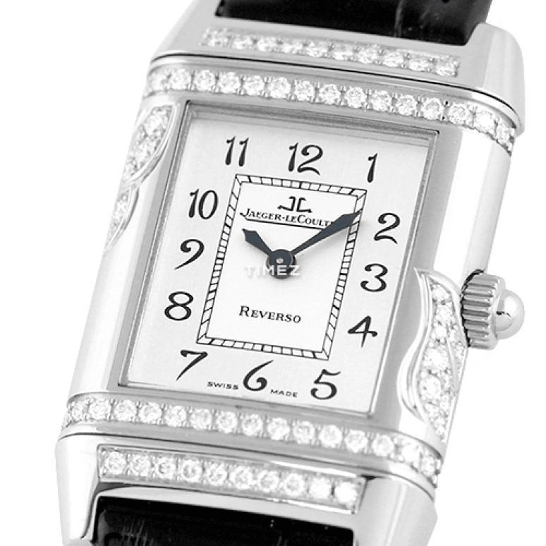 Jaeger-LeCoultre,Reverso 33x23.30mm,33x23.30mm,White Gold,Silver White,Quartz,In-house Caliber,Sapphire,Crystal Glass,Q2653401