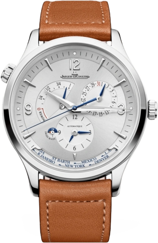 Jaeger-LeCoultre,Master 40mm,40mm,Stainless Steel,Silver,Automatic,Date,Power Reserve Indicator,World Time,Q4128420