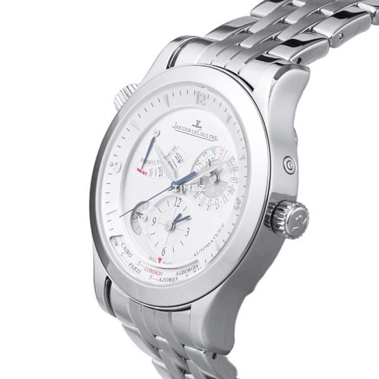 Jaeger-LeCoultre,Master 40mm,40mm,Stainless Steel,Silver,Grey,Automatic,Day,Power Reserve Indicator,Dule Time,World Time,In-house Caliber,Sapphire,Crystal Glass,Q1508120