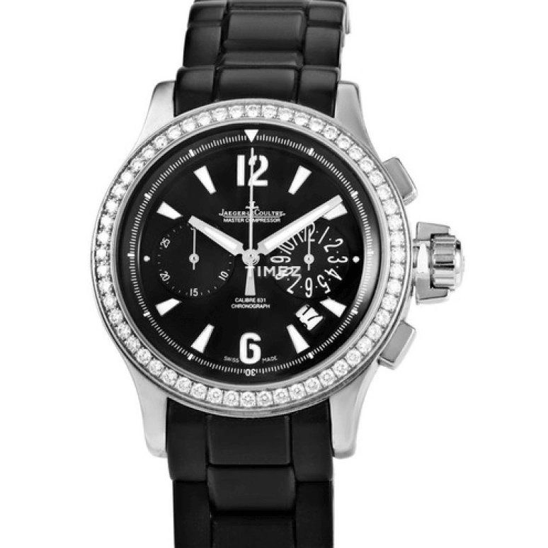 Jaeger-LeCoultre,Master 36.80mm,36.80mm,Stainless Steel,Black,Quartz,Chronograph,Day,Q1748771