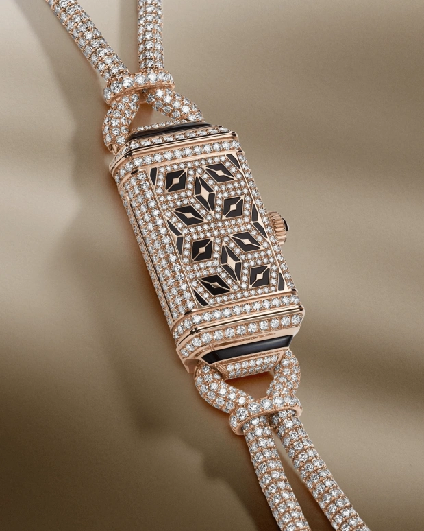 Jaeger-LeCoultre,Reverso 36.78x18mm,36.78x18mm,Rose Gold,Black,Handwound,In-house Caliber,Sapphire,Q3272301