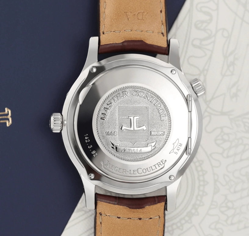 Jaeger-LeCoultre,Master 38mm,38mm,White Gold,Grey,Black,Automatic,Day,Power Reserve Indicator,World Time,Q1423470