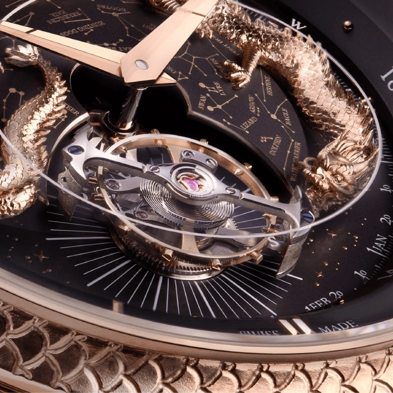 Jaeger-LeCoultre,Master Hybris Artistica 45mm,45mm,Rose Gold,Black,Rose Gold,Handwound,Annual Calendar,Month,World Time,Tourbillon,40hours,In-house Caliber,Q52624A3