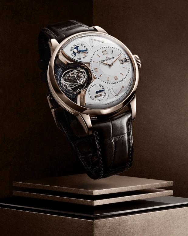 Jaeger-LeCoultre,Duomètre 34.30mm,34.30mm,Rose Gold,Grey,Handwound,Moonphase,Perpetual Calendar,Annual Calendar,Month,Sapphire,Crystal Glass,Round,Q6202420