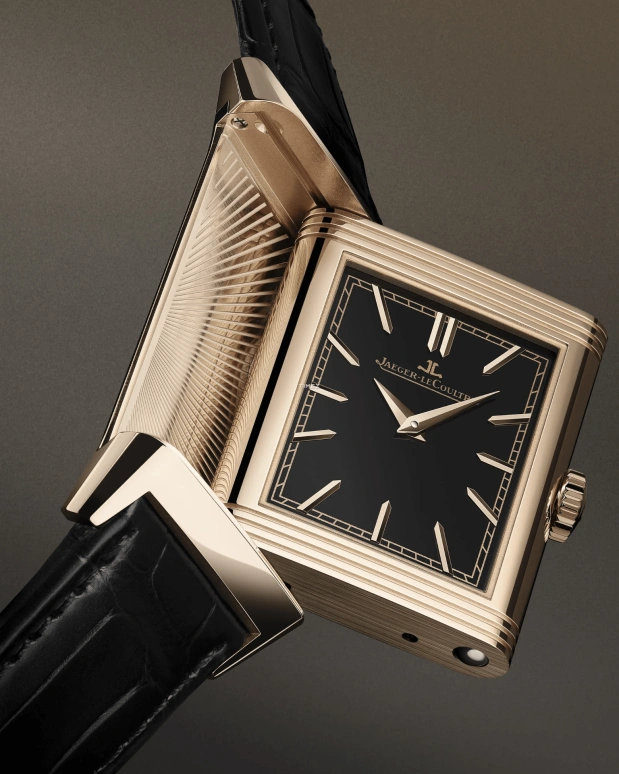 Jaeger-LeCoultre,Reverso 45.50x27.40mm,45.50x27.40mm,Rose Gold,Black,Handwound,45hours,In-house Caliber,Q39324D1