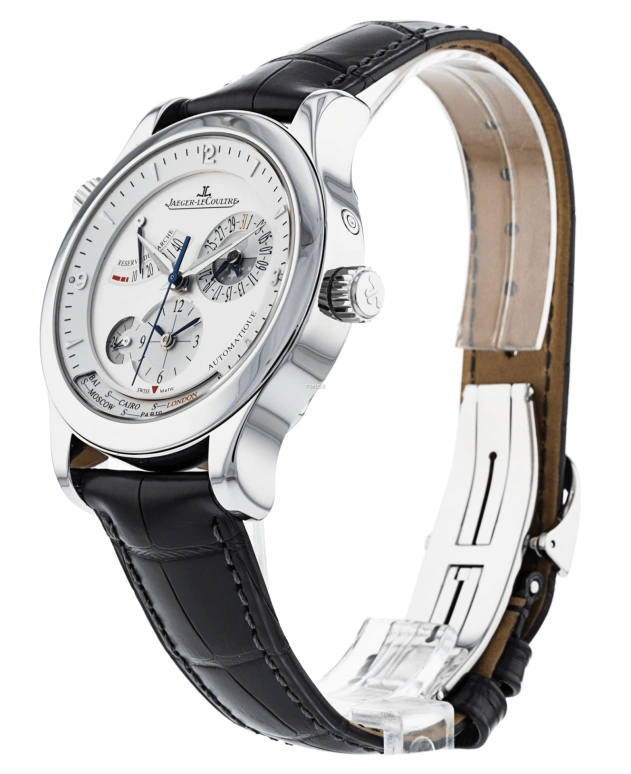 Jaeger-LeCoultre,Master 40mm,40mm,Stainless Steel,Silver,Grey,Automatic,Day,Power Reserve Indicator,Dule Time,World Time,In-house Caliber,Sapphire,Crystal Glass,Q1508420