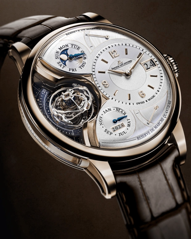 Jaeger-LeCoultre,Duomètre 34.30mm,34.30mm,Rose Gold,Grey,Handwound,Moonphase,Perpetual Calendar,Annual Calendar,Month,Sapphire,Crystal Glass,Round,Q6202420