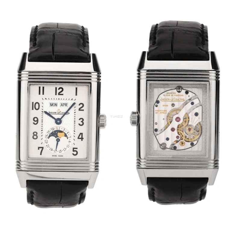 Jaeger-LeCoultre,Reverso 29.90mm,29.90mm,Stainless Steel,Silver,Handwound,Moonphase,Month,Date,Day,45hours,In-house Caliber,Q3758420