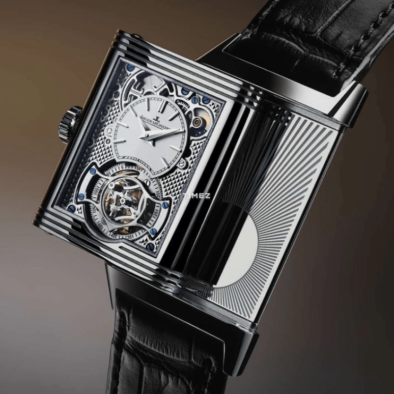 Jaeger-LeCoultre,Reverso 45.50x27.40mm,45.50x27.40mm,Stainless Steel,Grey,Handwound,Dule Time,Tourbillon,Day / Night Indication,Q392845J