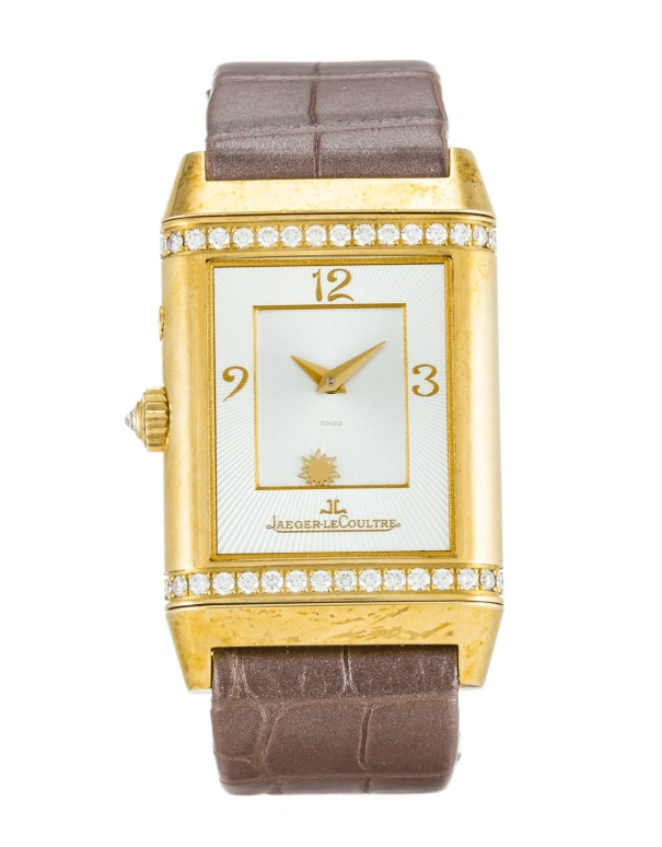 Jaeger-LeCoultre,Reverso 26mm,26mm,Yellow Gold,White,Handwound,Annual Calendar,Dule Time,2691420