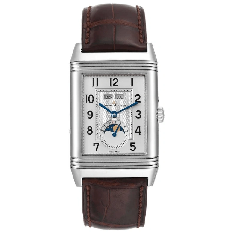 Jaeger-LeCoultre,Reverso 29.90mm,29.90mm,Stainless Steel,Silver,Handwound,Moonphase,Month,Date,Day,45hours,In-house Caliber,Q3758420